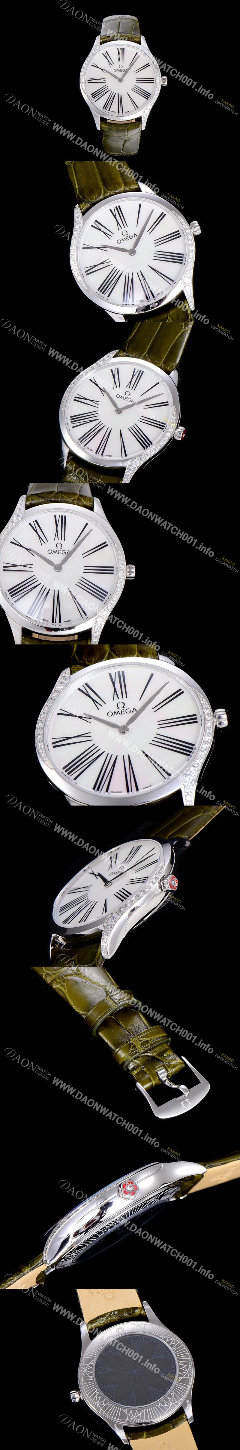 미러급 오메가여성용 드빌 스틸 트레저 다이아몬드 36미리 쿼츠 화이트 다이얼 OMG79077 Ⅳ