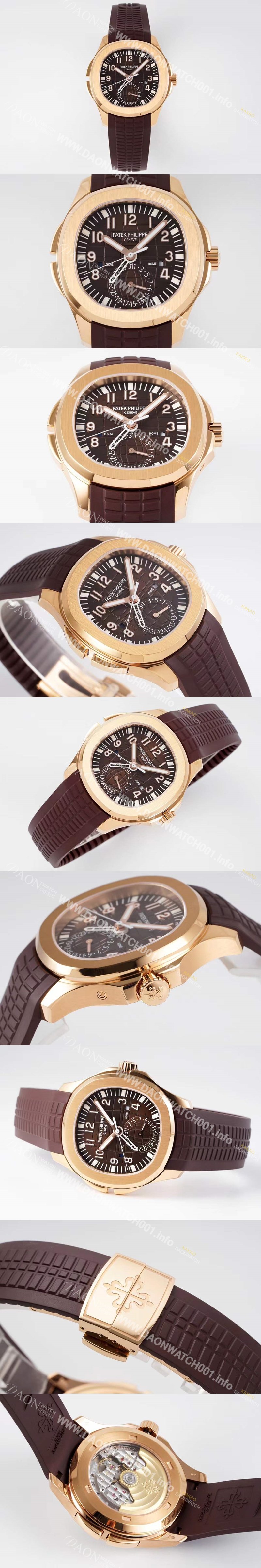 미러급 파텍필립남성용 아쿠아넛 5164R-001 트리블 타임 40미리 18K 로즈골드 브라운다이얼 오토매틱 PAT48765 Ⅳ