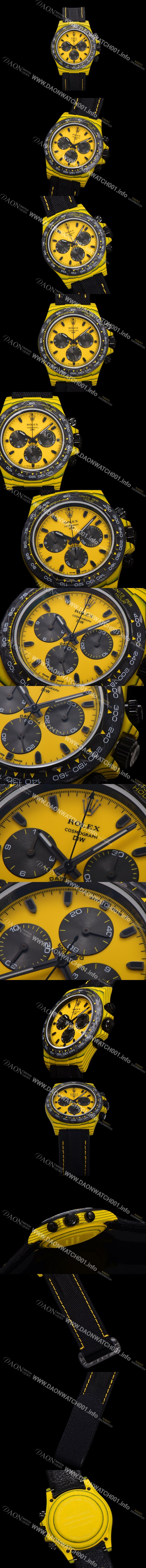 미러급 로렉스 남성용 데이토나 DIW 포지드카본 커스텀 40미리 크로노그래프 오토매틱 Cal.4130 무브먼트 옐로우 다이얼 ROL79835 Ⅳ