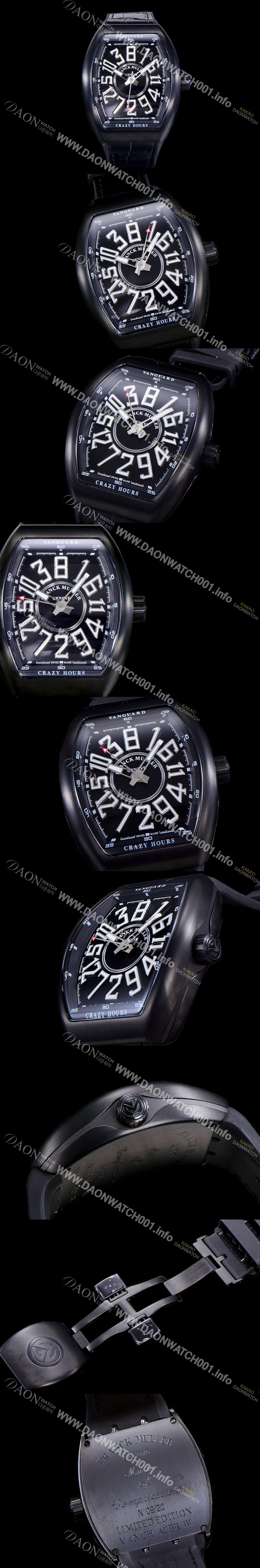 미러급 프랭크뮬러 남성용 뱅가드 오토매틱 CZ02타입 44미리 PVD코팅 케이스 가죽줄/스트랩 블랙다이얼 FRA73831 Ⅳ