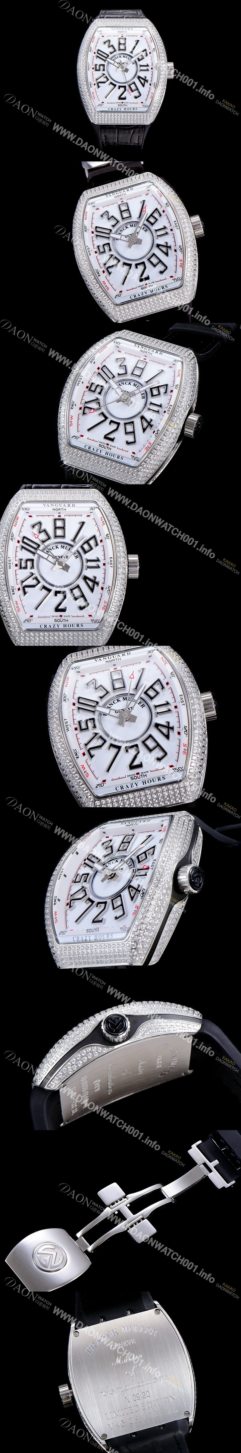 미러급 프랭크뮬러 남성용 뱅가드 오토매틱 CZ02타입 44미리 보석/큐빅 셋팅 가죽줄/스트랩 화이트다이얼 FRA73768 Ⅳ