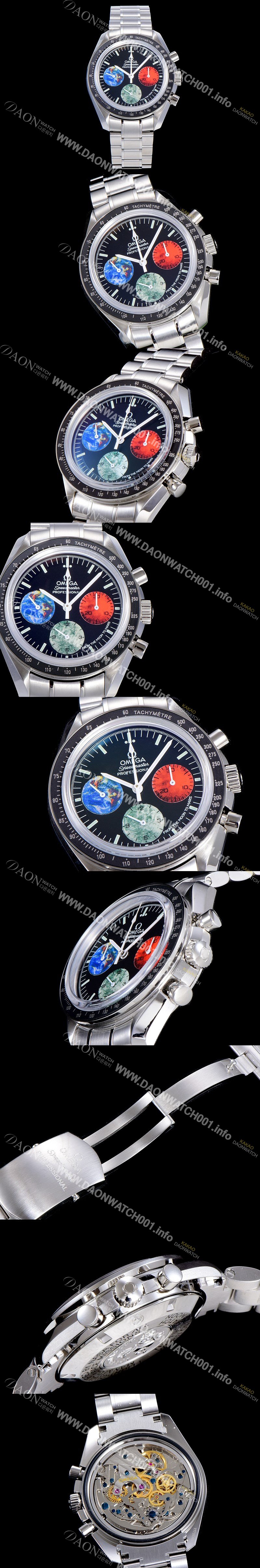 미러급 오메가 남성용 스피드마스터 문워치 크로노그래프 문투말스 수동형 42미리 메탈줄 블랙다이얼 OMG79514 Ⅳ