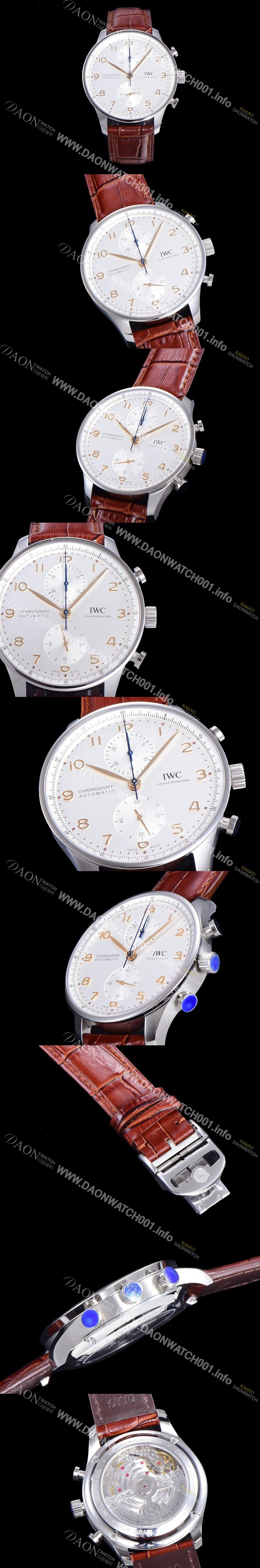 미러급 아이더블유씨 남성용 포르투기즈 IW371604 크로노그래프 오토매틱 Cal.69355 타입 41미리 가죽줄 화이트다이얼 IWC74386 Ⅳ