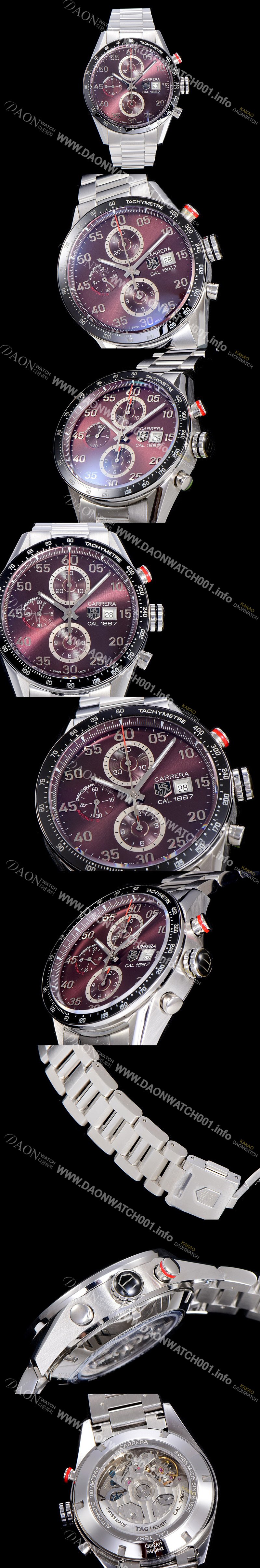 미러급 태그호이어 남성용 까레라1887 베스트 최신버전 업그레이드형 V6사 CAR2A10.FC6235 크로노그래프 브라운 다이얼 오토매틱 무브먼트 TAG73951 Ⅳ