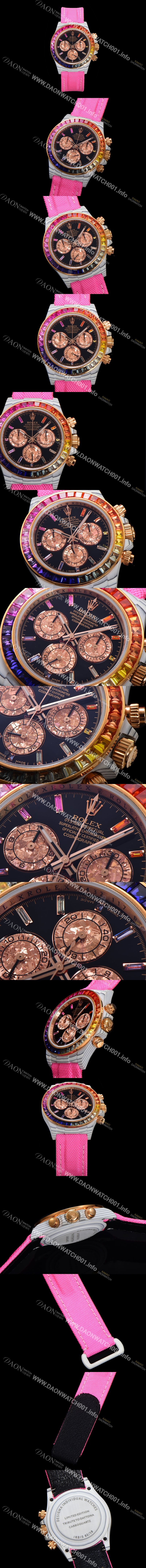 미러급 로렉스 남성용 데이토나 포지드카본 커스텀 40미리 크로노그래프 오토매틱 Cal.4130 무브먼트 블랙 다이얼 ROL79661 Ⅳ