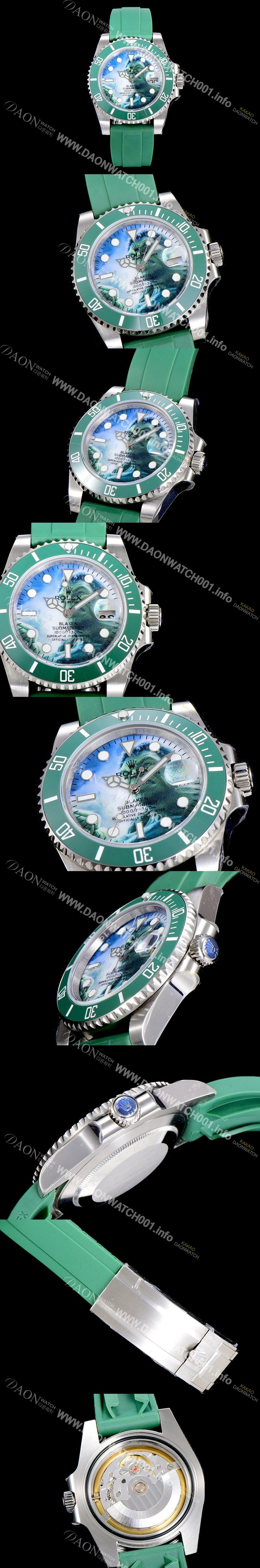 미러급 로렉스 남성용 롤렉스 서브마리너 헐크 오토매틱 ETA2824-2 타입 40미리 그린 러버/우레탄줄 그린 다이얼 ROL79634 Ⅳ