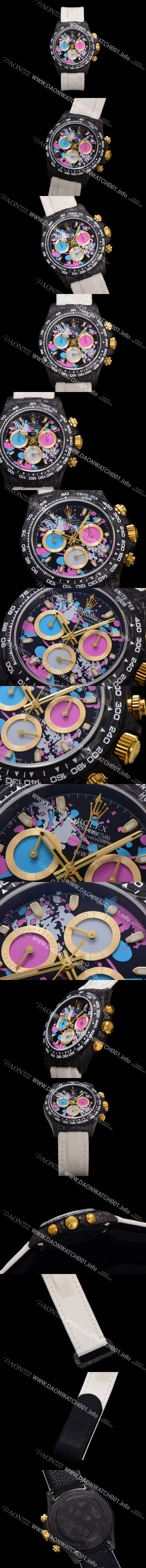 미러급 로렉스 남성용 데이토나 DIW 포지드카본 커스텀 40미리 크로노그래프 오토매틱 Cal.4130 무브먼트 블랙 다이얼 ROL79468 Ⅳ