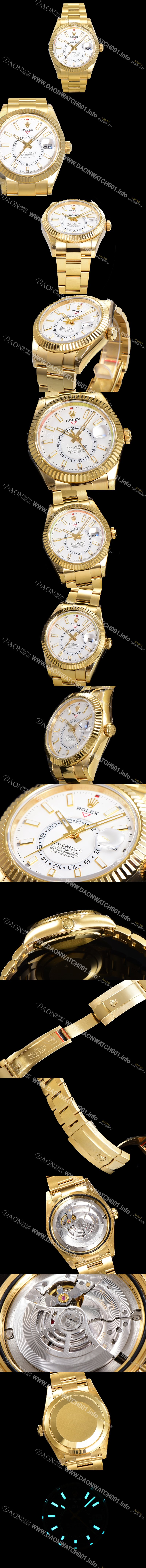 미러급  로렉스 남성용 스카이더웰러 오이스터 퍼페츄얼 오토매틱 Cal.9001타입 42미리 18K 옐루골드 화이트다이얼 rol5130 Ⅳ