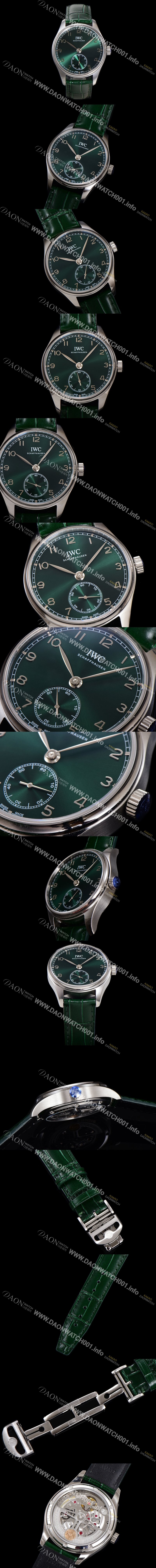 아이더블유씨 포르투기즈 오토매틱 수정형 82200타입 무브 40mm 남성용시계 가죽줄 그린다이얼 iwc0446 26318