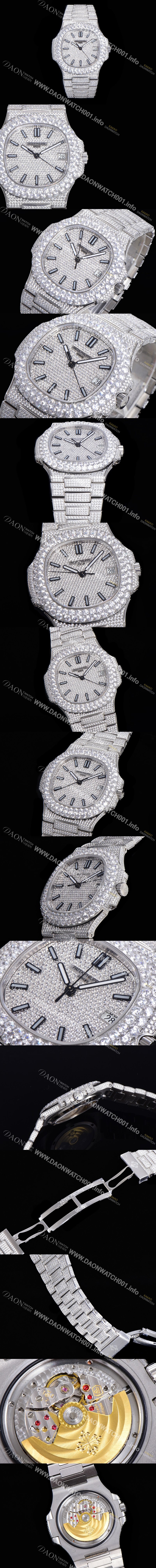 미러급 파텍필립 남성용 노틸러스 7021/1G-001 보석/큐빅 셋팅 오토매틱 Cal.324 S C 타입 40미리 메탈 보석다이얼 PAT72547 Ⅳ