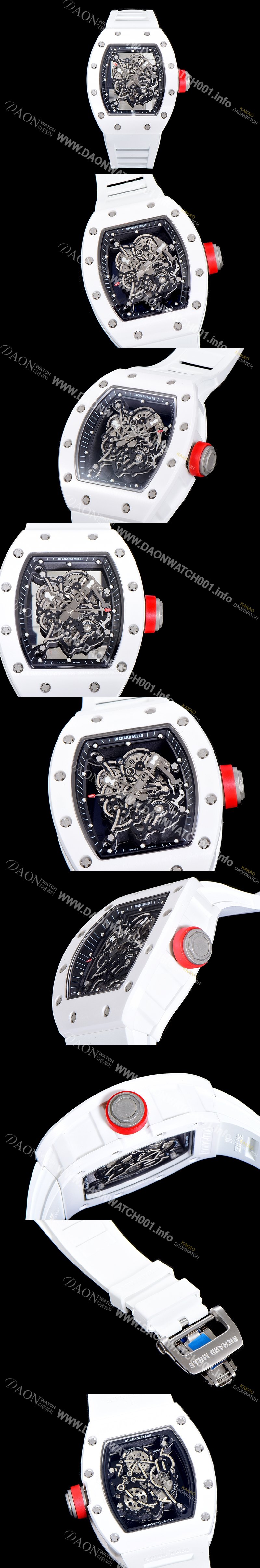미러급 리차드밀레 남성용 RM055 세라믹 제질 수동형 무브먼트 50미리 러버밴드 스켈레톤 다이얼 RIC04501 Ⅳ