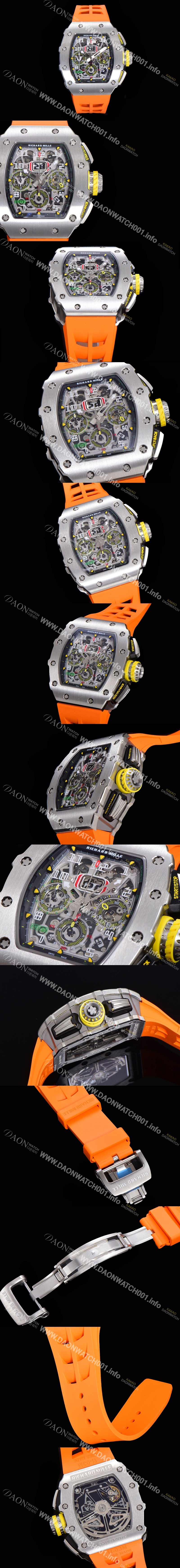 미러급 리차드밀레 남성용 최고급형 RM11-03 플라이백 크로노그래프 50미리 스켈레톤 다이얼 오토매틱 무브먼트 RIC09641 Ⅳ