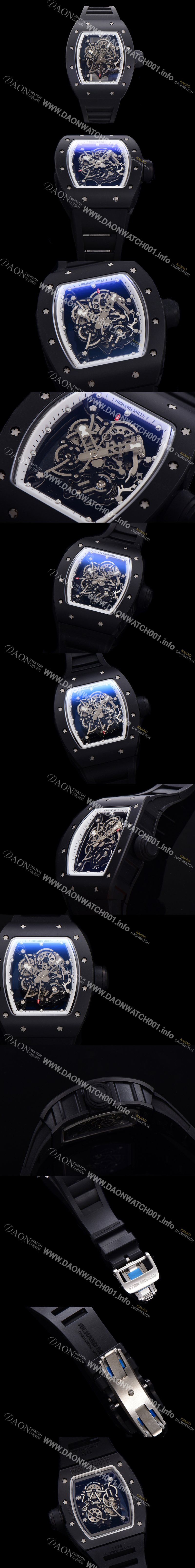 미러급 리차드밀레 남성용 RM055 블랙 PVD코딩 스켈레톤 다이얼 러버 스트랩 기계식 수동형 무브먼트 RIC03619 Ⅳ