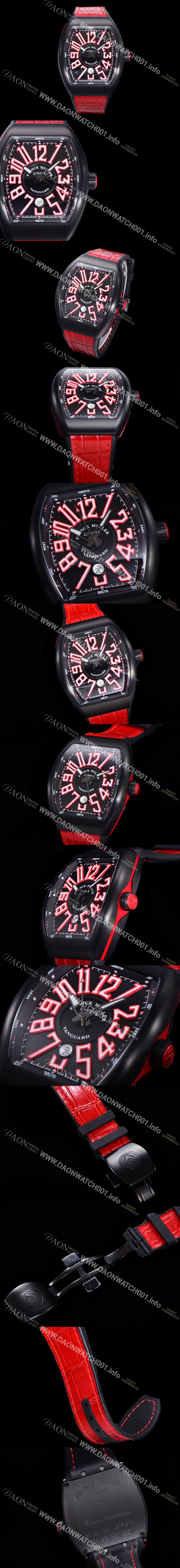 미러급 프랭크뮬러 남성용 V 45 SC DT 뱅가드 2824 므브먼트 오토매틱 44미리 PVD코팅 케이스 러버밴드 블랙다이얼 FRA75499 Ⅳ