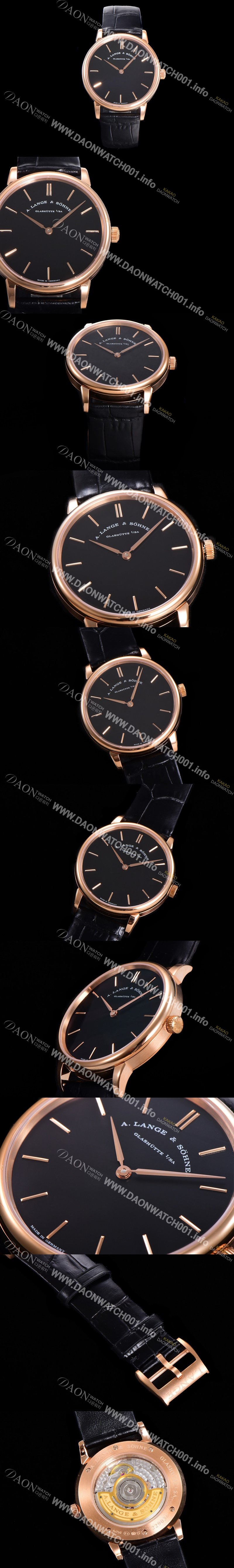 미러급 아랑게운트죄네 남성용 색소니아 씬 211.033 랑게 39미리 18k 로즈골드 블랙 다이얼 오토매틱 무브먼트 LAN40879 Ⅳ