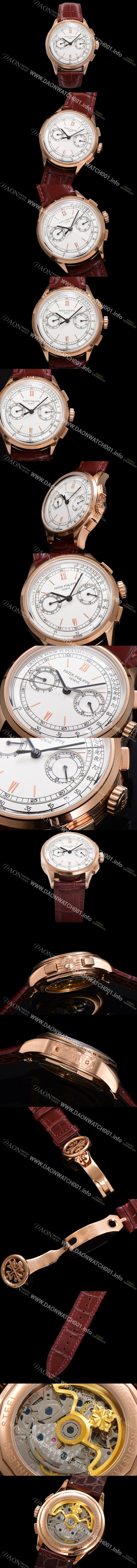 미러급 파텍필립 남성용 컴플리케이션 5170G 크로노그래프 18k로즈골드 오토매틱 7750 타입 39mm 가죽줄 화이트 다이얼 pat2207 Ⅳ