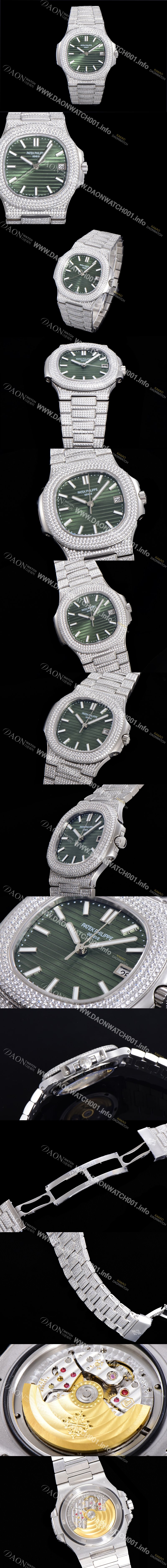미러급 파텍필립 남성용 노틸러스 5711/1R-010 보석/큐빅 셋팅 오토매틱 Cal.324 S C 타입 40미리 그린다이얼 PAT75704 Ⅳ