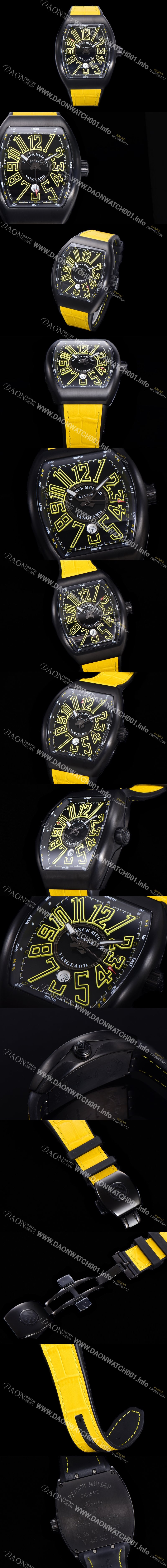 미러급 프랭크뮬러 남성용 V 45 SC DT 뱅가드 2824 므브먼트 오토매틱 44미리 PVD코팅 케이스 러버밴드 블랙다이얼 FRA75493 Ⅳ