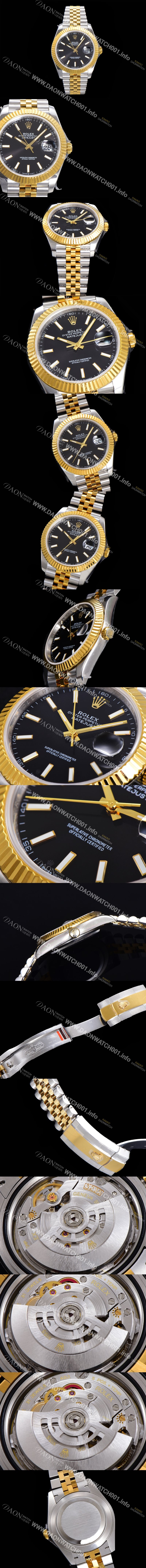 미러급 로렉스 남성용 904L스틸!! 2022신형 데이져스트 41mm II 126333 !! 18K 옐로골드 블랙 다이얼 브레이슬릿 신형 Cal.3235 오토매틱 무브먼트 ROL09330 Ⅳ