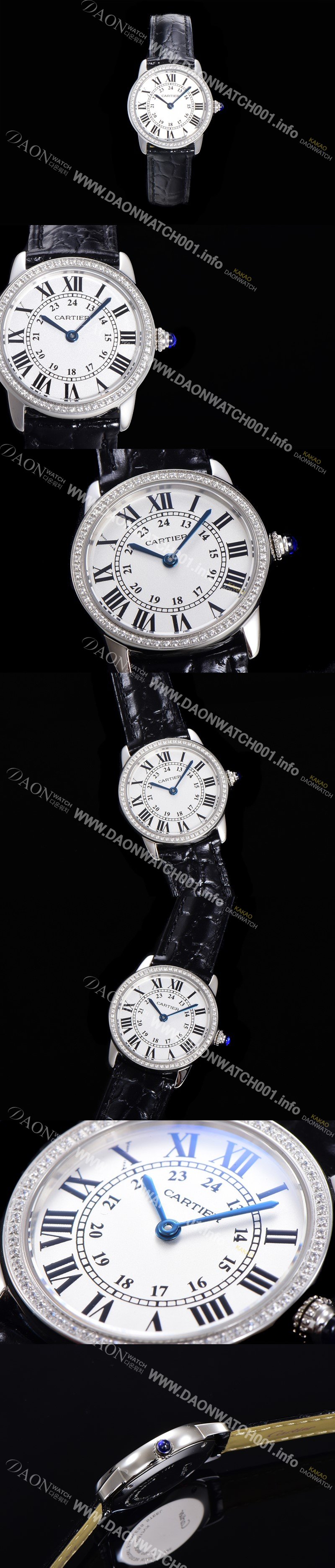 미러급 까르띠에 여성용 롱드 더 솔로 WR000251  쿼츠 므브먼트 29미리 큐빅베젤 악어가죽줄 화이트다이얼 CAR11542 Ⅳ