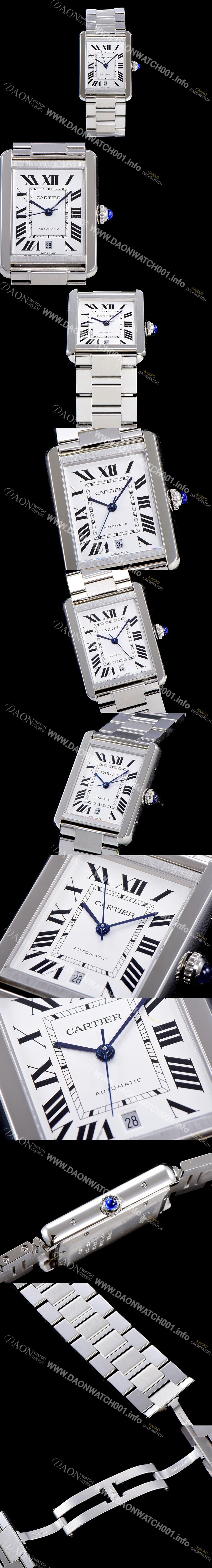 미러급 까르띠에 남성용 탱크 솔로 W5200028 로마 인덱스 40mm 화이트 다이얼 오토매틱 스틸 CAR09969 Ⅳ