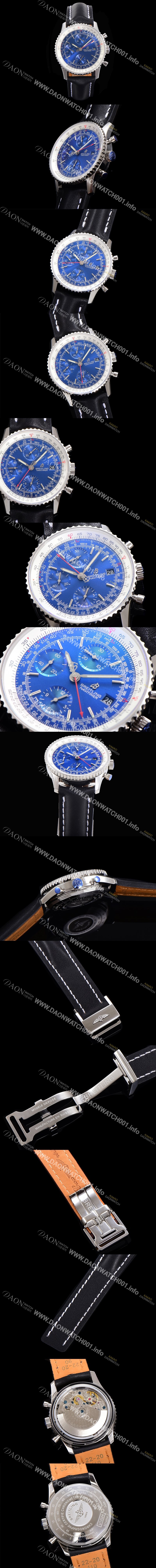 미러급 브라이틀링 남성용 네비타이머 크로노그래프 ETA7750-2 타입 오토매틱 41mm 가죽줄 블루다이얼 bre1951 Ⅳ