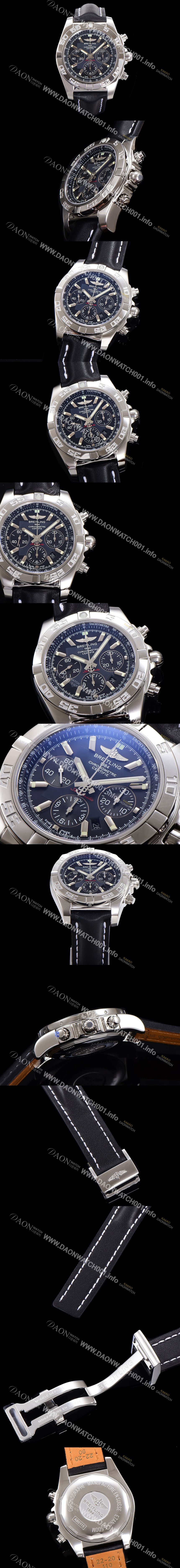 미러급 브라이틀링 남성용 윈드라이더 크로노맷 오토매틱 ETA-7750 기계식 44mm 가죽줄 블랙다이얼 bre1351 Ⅳ