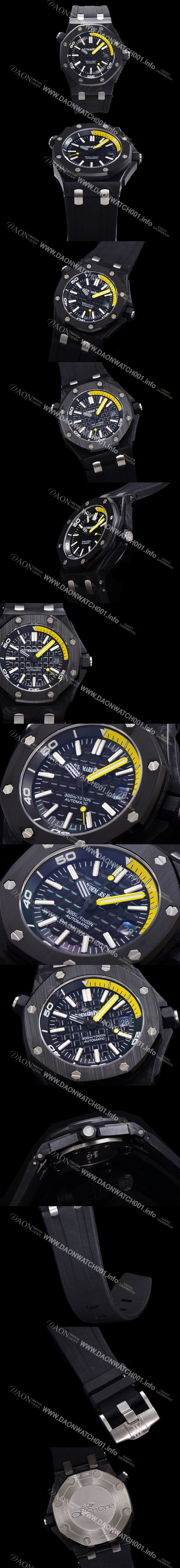 미러급 오데마피게 남성용 로얄오크 오프쇼어 오토매틱 Cal.3120 타입 블랙 PVD코팅  43mm 우레탄줄 민트 화이트다이얼 aud2911 Ⅳ