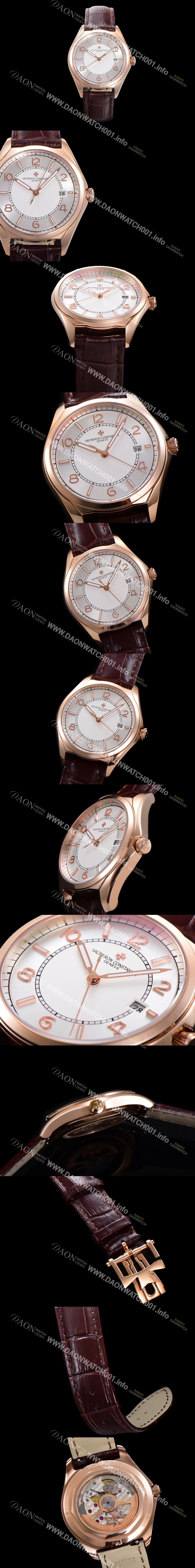 미러급 바쉐론 콘스탄틴 남성용 피프티식스 Ref.4600E 오토매틱 1326 타입 40mm 가죽줄 18K 로즈골드 실버 다이얼  vac5122 Ⅳ