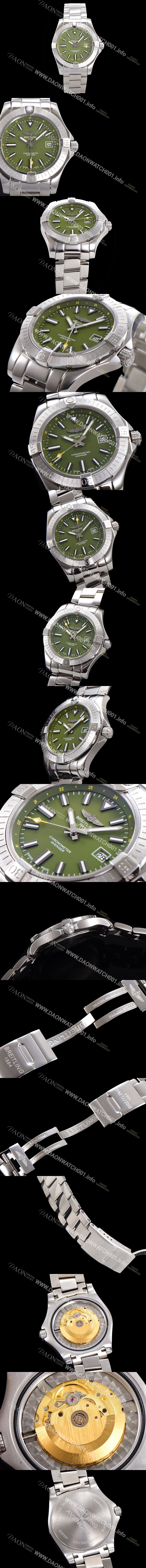 미러급 브라이틀링 남성용 어벤져 오토매틱 아시안 2836-2 타입 43mm 스틸 메탈시계 그린다이얼 bre5991 Ⅳ