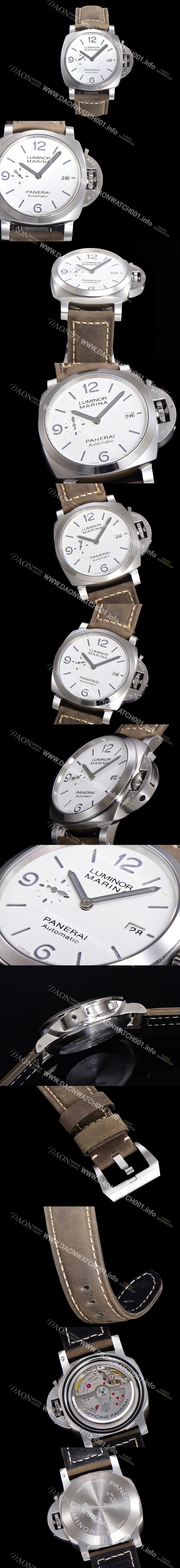 미러급 파네라이 남성용 PAM01314 루미노르 마리나 오토매틱 Cal P.9010 타입 44mm 가죽줄 화이트다이얼 pan5201 Ⅳ