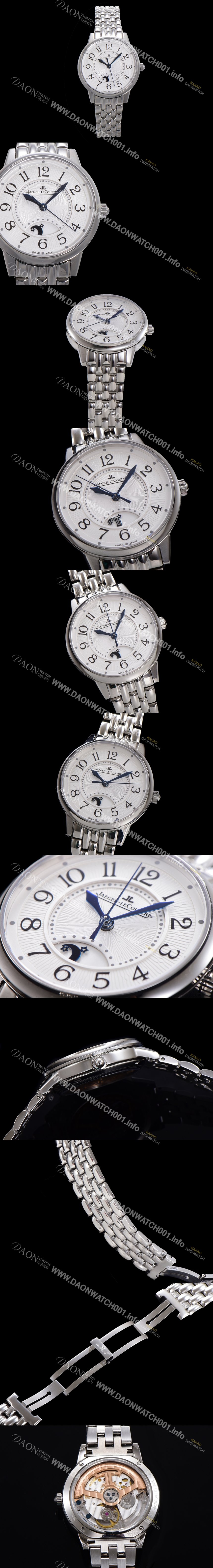 미러급 예거 르꿀르뜨 여성용 랑데뷰 나잇&데이 문페이즈 오토매틱 898A 타입 무브 34mm 메탈줄 화이트다이얼  jag9159 Ⅳ