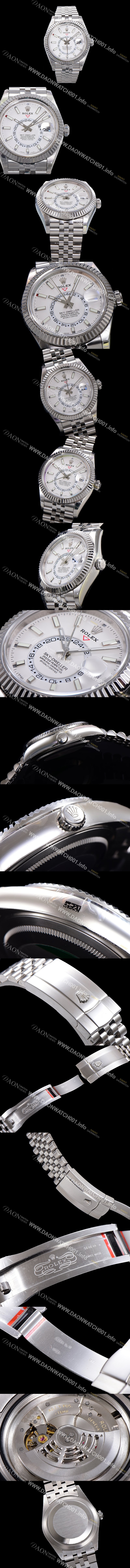 미러급 로렉스 남성용 스카이-더웰러 오이스터 오토매틱 Cal.9001 타입 42mm 메탈줄 화이트다이얼  rol3151 Ⅳ