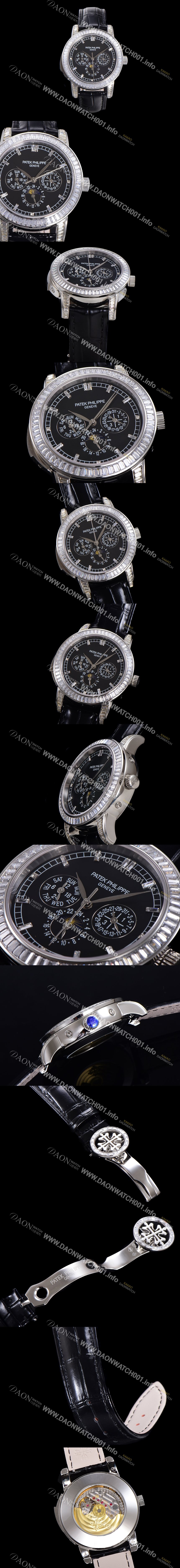 미러급 파텍필립 남성용 Ref.5073P 그랜드 컴플리케이션 문페이즈 오토매틱 다이아몬드셋팅 42mm 가죽줄 블랙다이얼 pat9125 Ⅳ