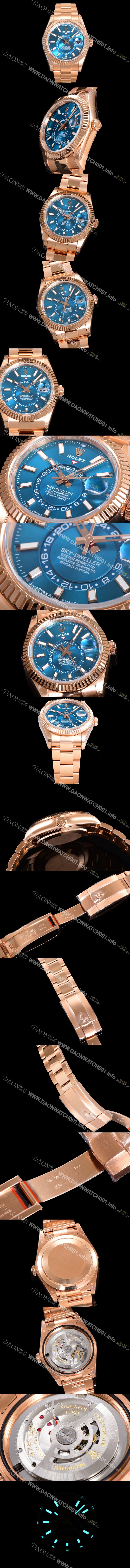 미러급  로렉스 남성용 스카이더웰러 오이스터 퍼페츄얼 오토매틱 Cal.9001타입 42미리 18K 로즈골드 블루 다이얼 rol5296 Ⅳ