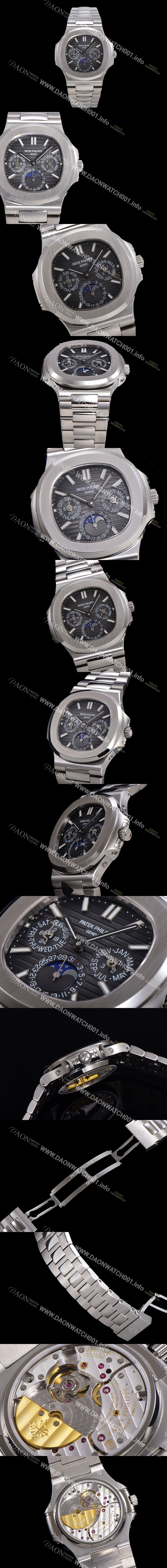 미러급 파텍필립 남성용 Ref.5740 노틸러스 문페이즈 오토매틱 Cal.240 Q타입 40mm 메탈줄  그레이다이얼 pat9911 Ⅳ