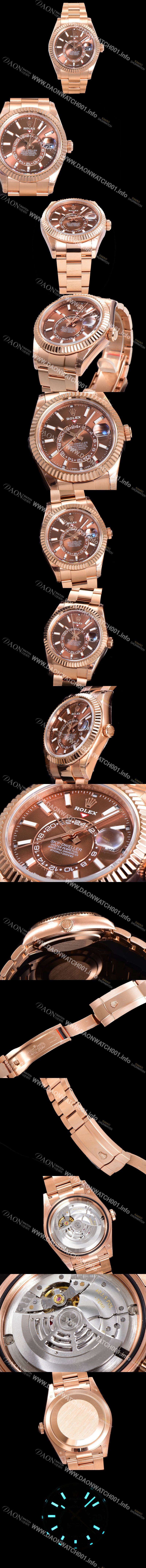 미러급  로렉스 남성용 스카이더웰러 오이스터 퍼페츄얼 오토매틱 Cal.9001타입 42미리 18K 로즈골드 브라운 다이얼 rol5294 Ⅳ