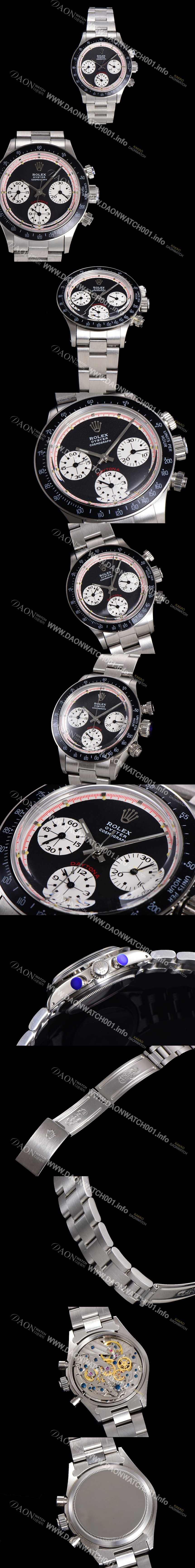 미러급 로렉스 남성용 1965년 모델 클래식  코스모그래프 데이토나   Ref.6241 수동감기/기계식 37mm 스크류 다운 푸셔 메탈줄 블랙다이얼 rol3251 Ⅳ