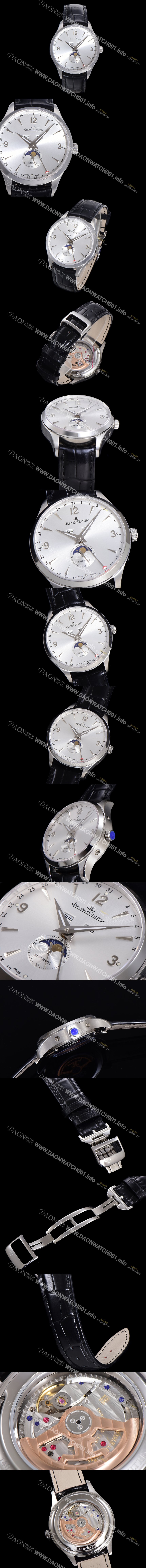 미러급 예거르꿀뜨르 남성용 마스터 캘린더 문페이즈  오토매틱 866 39mm 가죽줄 실버다이얼 jag5125 Ⅳ