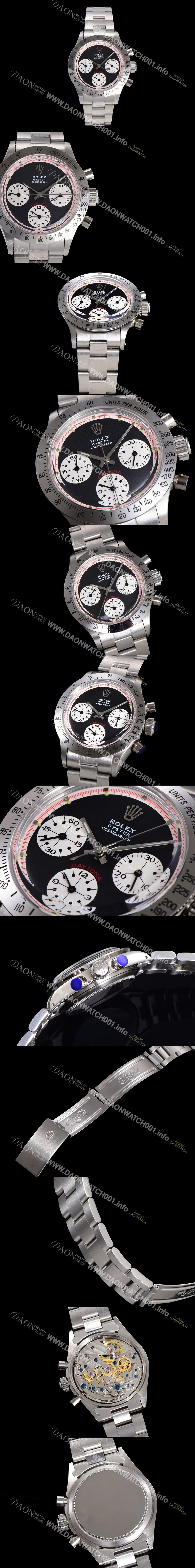 미러급 로렉스 남성용 1965년 모델 클래식  코스모그래프 데이토나  Ref.6239 수동감기/기계식 37mm 스크류 다운 푸셔 메탈줄 블랙다이얼 rol2991 Ⅳ