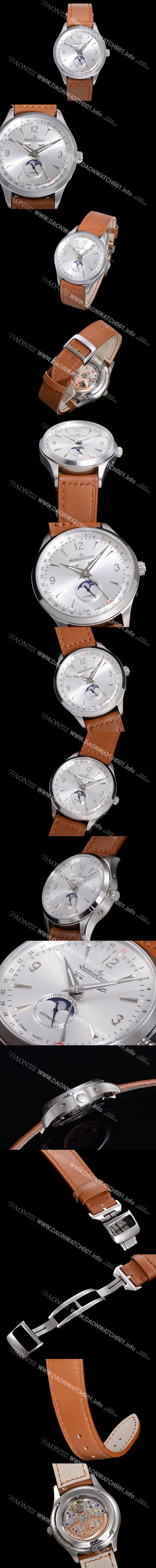 미러급 예거르꿀뜨르 남성용 마스터 캘린더 문페이즈 오토매틱 866  39mm 가죽줄 실버다이얼 jag1235 Ⅳ