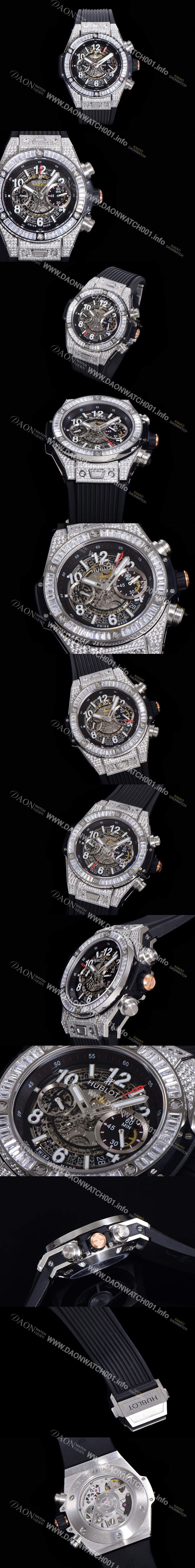 미러급 휴블렛 남성용 빅뱅 유니코 티타늄 45mm 오토매틱 HUB1280 타입  다이아몬드 풀케이스 러버줄 스켈래톤 다이얼 hub9251 Ⅳ