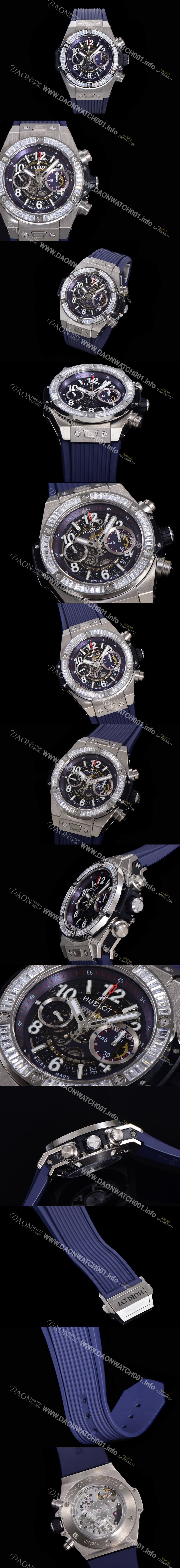 미러급 휴블렛 남성용 빅뱅 유니코 티타늄 45mm 오토매틱 HUB1280 타입 다이아몬드 베젤 러버줄 스켈래톤 다이얼  hub1539 Ⅳ