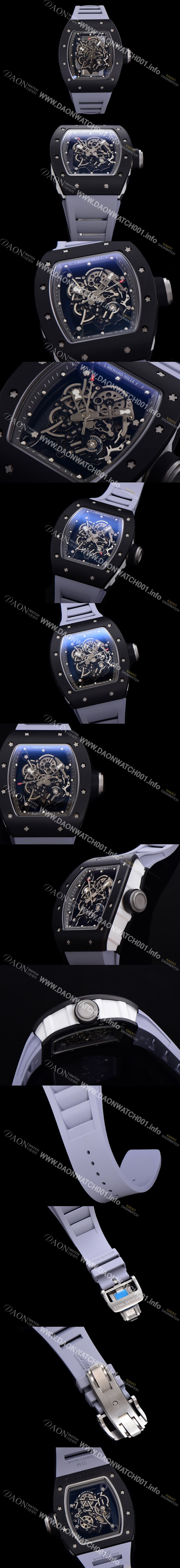 미러급 리차드밀레 남성용 RM055 블랙 PVD코딩 스켈레톤 다이얼 러버 스트랩 기계식 수동형 무브먼트 RIC07176 Ⅳ