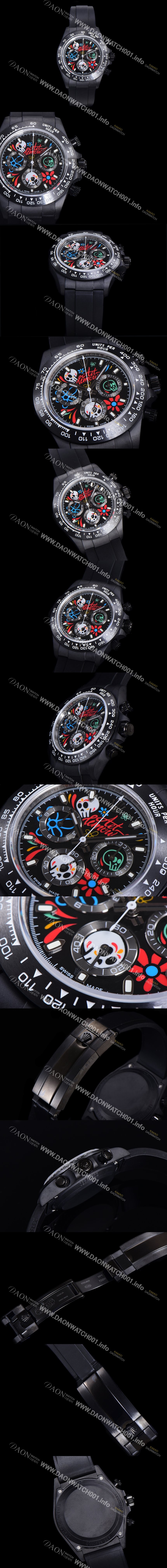 미러급 로렉스 남성용 세라믹 데이토나 크로노그래프 오토매틱 A7750-2 타입 40mm 세라믹재질 세라믹밴드 블랙다이얼  rol1223 Ⅳ