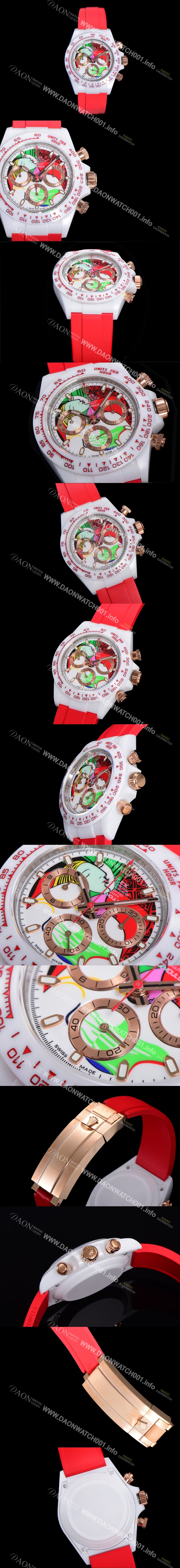 미러급 로렉스 남성용 세라믹 데이토나 크로노그래프 오토매틱 A7750-2 타입 40mm 세라믹재질 러버우레탄줄 래드다이얼  rol1211 Ⅳ