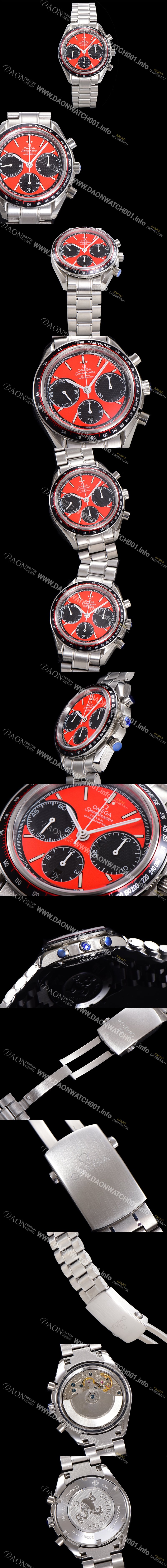 미러급 오메가 남성용시계 뉴 레이싱 크로노 스프드마스터 레이싱 크로노그래프 오토매틱 ETA7750-2 타입 40mm 메탈줄시계 래드다이얼 omg8486 Ⅳ