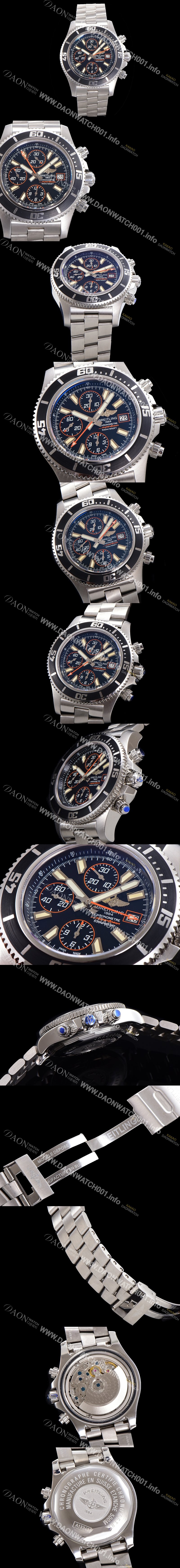 미러급 브라이틀링 남성용 에어로마린 슈퍼오션 어비스 크로노그래프 오토매틱 Eta7750-2 타입 44mm 메탈시계 블랙다이얼 bre4982 Ⅳ