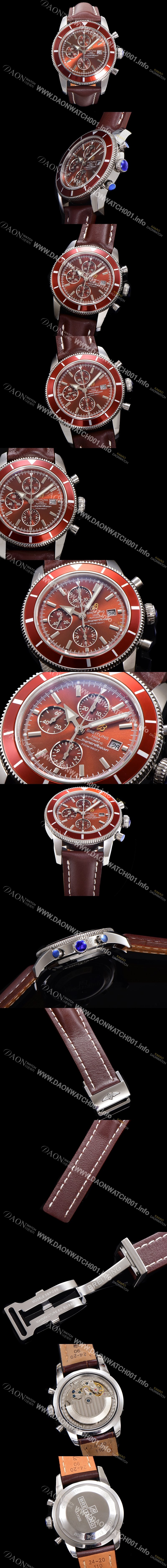 미러급 브라이틀링 남성용 슈퍼오션 해리티지 크로노그래프 ETA7750-2 타입 오토매틱 46mm 가죽줄  래드다이얼 bre4890 Ⅳ