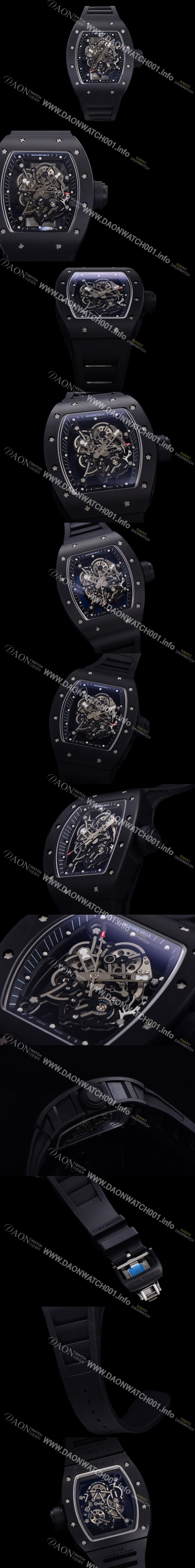 미러급 리차드밀레 남성용 RM055 블랙 PVD코딩 스켈레톤 다이얼 러버 스트랩 기계식 수동형 무브먼트 RIC07173 Ⅳ